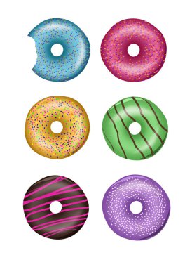 Jöleli çörekler 3D ayarlandı. Vektör