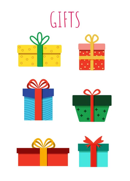 set kotak dengan hadiah. ilustrasi vektor kartun — stok