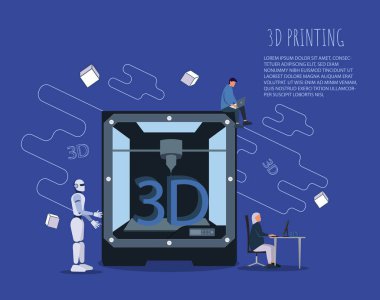 3D baskı teknolojisi sembolü. Vektör .