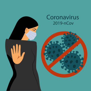 Çin 'de Coronavirus. Roman Coronavirus 2019-Ncov, beyaz tıbbi maskeli kadın. Koronavirüs karantinası kavramı.