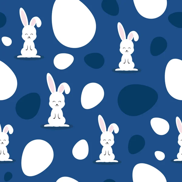 Paskalya desenli klasik mavi tavşan. — Stok Vektör
