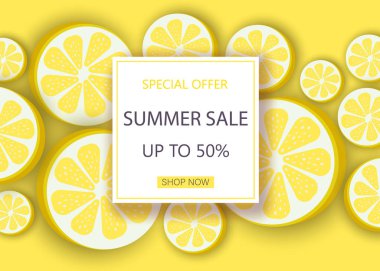 Limonlu yaz mektubu. Yaz indirimi geçmişi. Sezon satışı vektör etiketi. Yaz Limonatası harfleri. Limonlu Summer Vector Illustration. Yaz dönemi posteri. Pankart veya ambalaj tasarımı için.