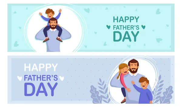 Conjunto Tarjetas Felicitación Feliz Día Del Padre Ilustración Vectorial Diseño — Vector de stock