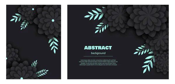 Set Abstruse Muster Mit Stilisierten Dekorativen Blüten Minzblättern Farbvektorabbildung Minimalistischer — Stockvektor