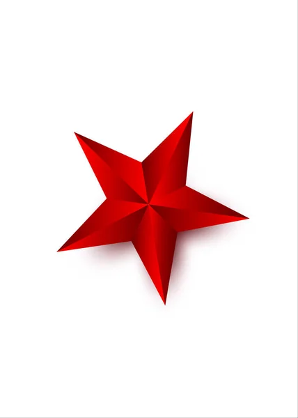 Shiny Five Pointed Red Star Illustration White Background — Stock Vector