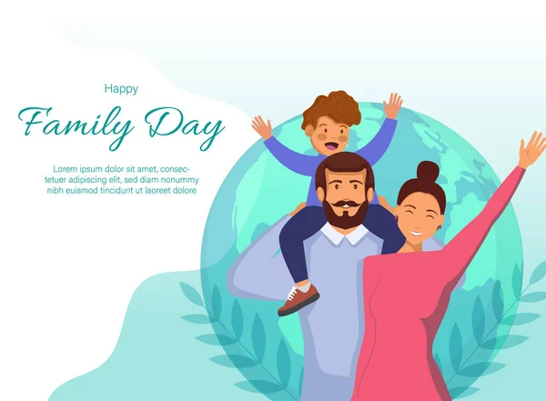 Family Day Out Cartoon Vector Horizontal Web Banner Oder Zielseite — Stockvektor