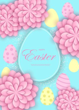 Mutlu Paskalya kartı tasarımı arka plan vektörü dikey görünümü