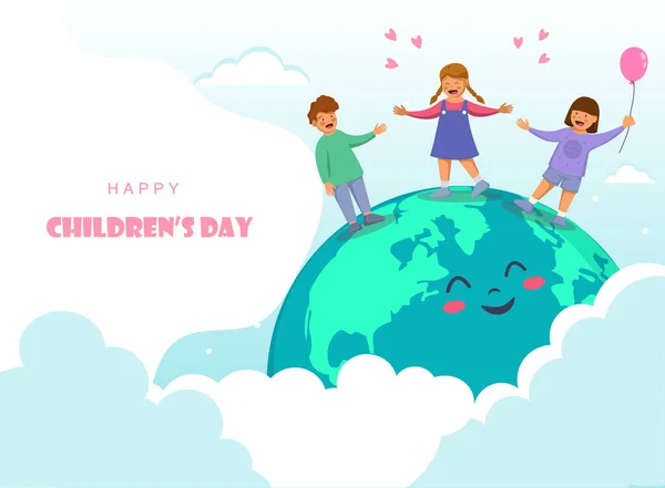 아이들의 World Childrens Day Vector Background — 스톡 벡터