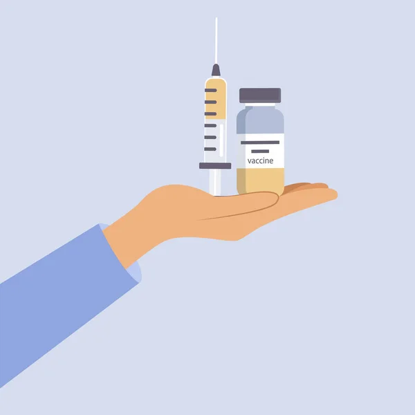 注射器和用于疫苗接种的一套医疗工具 — 图库矢量图片