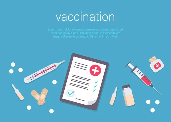 Injekční Stříkačka Vakcinační Sada Lékařských Nástrojů Pro Vakcinaci Vektor — Stockový vektor