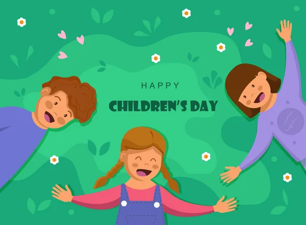Kindertag Tag Der Freundschaft Kinder Lachen Fröhlich Miteinander Feiern Von — Stockvektor