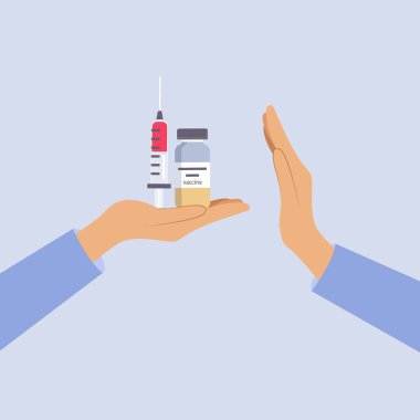 Aşı, iğne, ikon plastik şırınga, iğne ve şişenin düz stili konsepti. Coronavirus 2019-nCoV. İzole vektör illüstrasyonu.