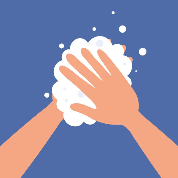 Handen Wassen Met Zeeppalm Naar Palm Ronde Vector Illustratie — Stockvector