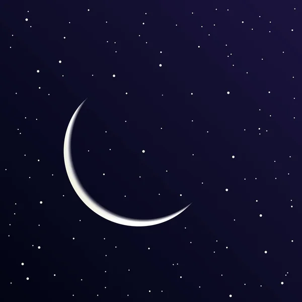 Ayın Arka Planında Düz Vektörlü Yıldızlı Gökyüzü — Stok Vektör