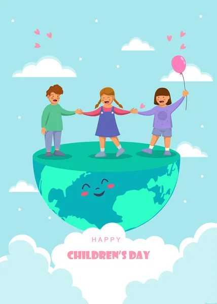 幸せな子供の日 世界の子供の日のベクトルの背景 垂直表示 — ストックベクタ