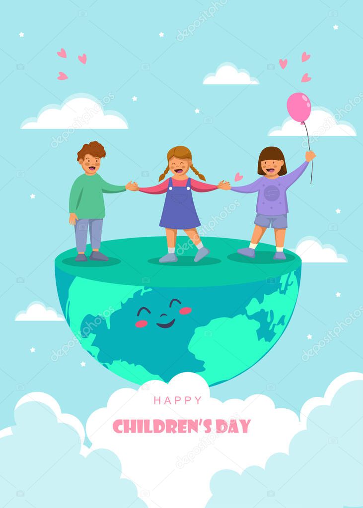 Happy Children's Day. World childrens day vector background. Vertical view