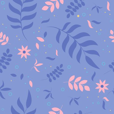 Bahar çiçekleriyle kusursuz bir desen. Parlak illüstrasyon, ambalaj kağıdı, düğün davetiyesi, duvar kağıdı ve tekstil için kullanılabilir. Vektör illüstrasyonu