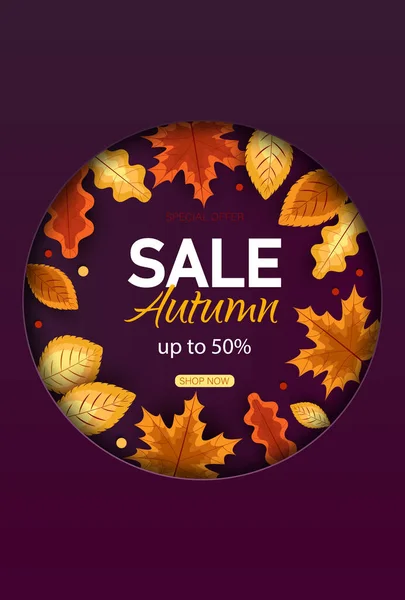 Autumn Sale Vector Background Autumn Sale Discount Text Red Space — Stock Vector