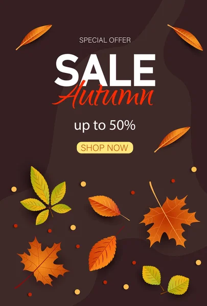 Otoño Venta Vector Fondo Venta Otoño Texto Descuento Espacio Rojo — Vector de stock