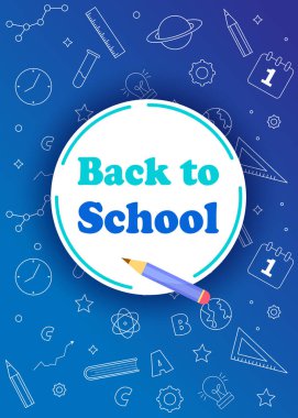 Okul afişine, okul çantalarına, okul konseptine, rengarenk