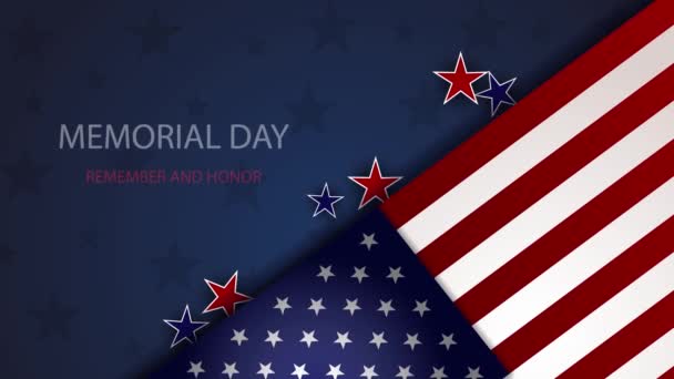 Memorial Day Animation Usa Flag Motion Template — Stock Video