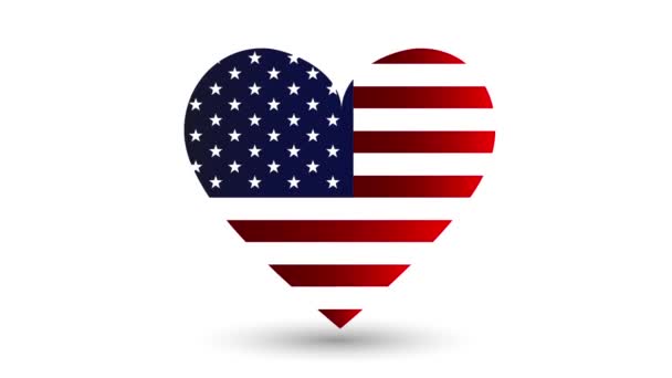 Beating heart with usa flag inside animation alpha channel — Stock Video