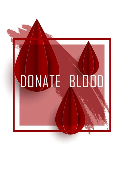 血滴纸日献血背景 医疗捐赠概念 矢量插画平面设计 捐助者日 给生命 扁平设计捐赠滴血标志 — 图库矢量图片
