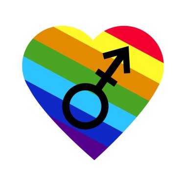 Metin LGBT vektör arkaplanlı gökkuşağı kalbi