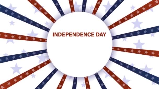 Animacja Dnia Niepodległości Abstrakcyjnego Amerykańskiego Patriotycznego Tła Promieniami Słońca Gwiazdami — Wideo stockowe
