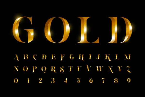 Oro Fuente Letras Números — Vector de stock