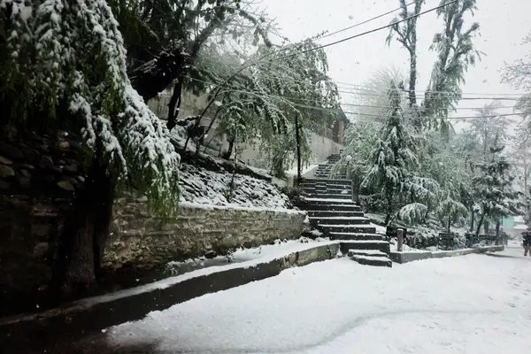 Belas Paisagens Naturais Durante Queda Neve Paquistão — Fotografia de Stock