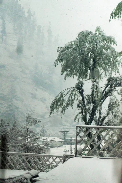 Prachtige Natuurlijke Landschappen Tijdens Sneeuwval Pakistan — Stockfoto