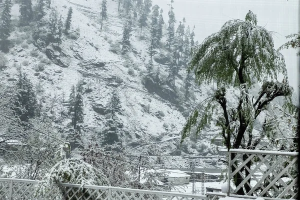 Belas Paisagens Naturais Durante Queda Neve Paquistão — Fotografia de Stock