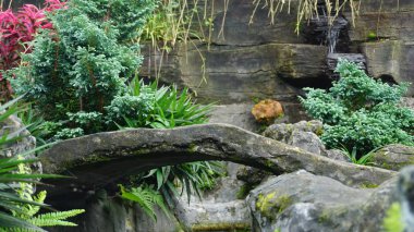 Güzel şelaleleri olan köprü parkı