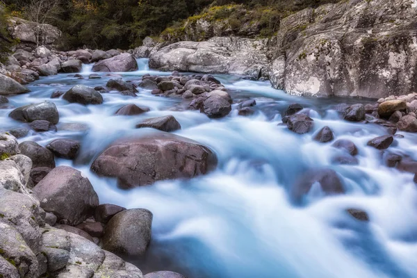 Slow shutter photo of Figarella river at Bonifatu in Corsica — Stock Photo, Image