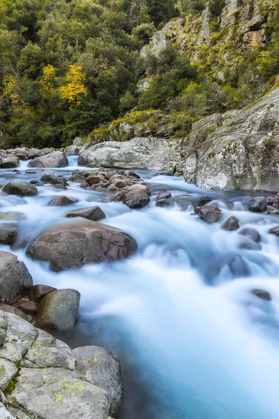 Slow shutter photo of Figarella river at Bonifatu in Corsica — Stock Photo, Image