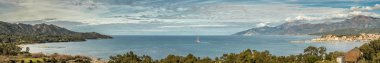 Panoramic view of St Florent bay in Corsica clipart