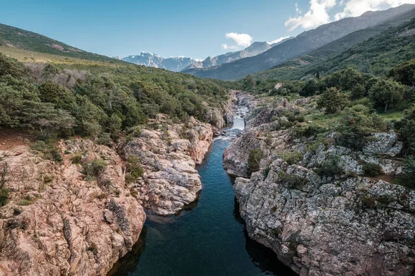 Fango river in Corsica and Paglia Orba mountain — 스톡 사진