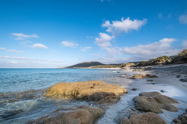 Sabbie bianche della spiaggia di Ghjunchitu in Corsica — Foto Stock