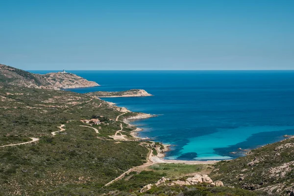 Mer Méditerranée Turquoise Plage Alga Sur Côte Rocheuse Revellata Près — Photo