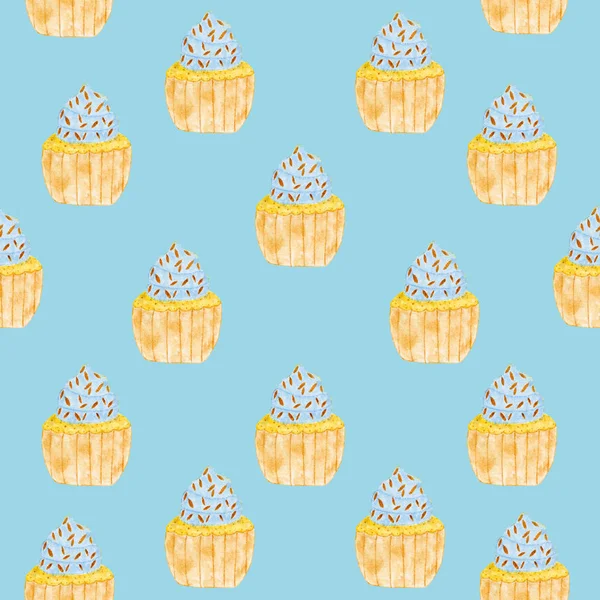 Delicate Pattern Watercolor Cupcakes — Stock Photo, Image