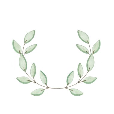 Elle çizilmiş yeşil yapraklı suluboya çelenk