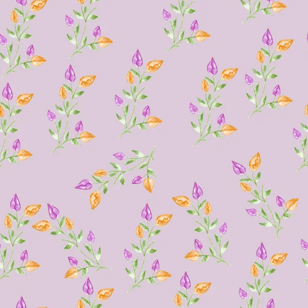 Aquarela Padrão Primavera Desenho Mão Amarelo Rosa Tulips Illustration Para — Fotografia de Stock