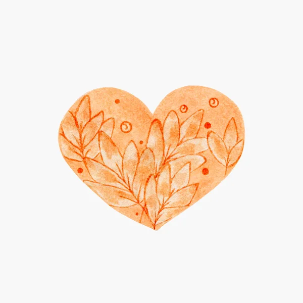 Стилизованное Сердце Акварель Оранжевое Сердце Оригинальный Символ Вашего Дизайна — стоковое фото