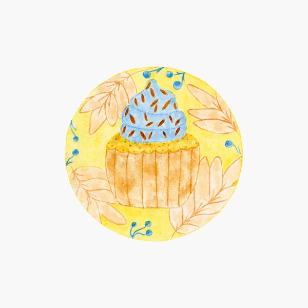 Hand Drawn Delicious Food Illustration Cake Isolated White Background Watercolor — 스톡 사진