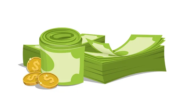 Bir tomar para ve bozuk para. İş illüstrasyonu.