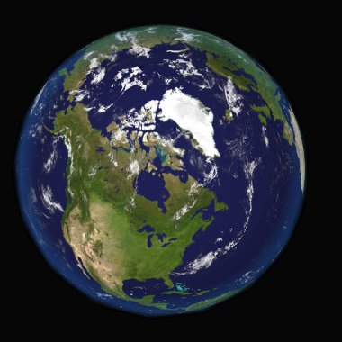 Kuzey Amerika Kanada ABD uzaydan 3d