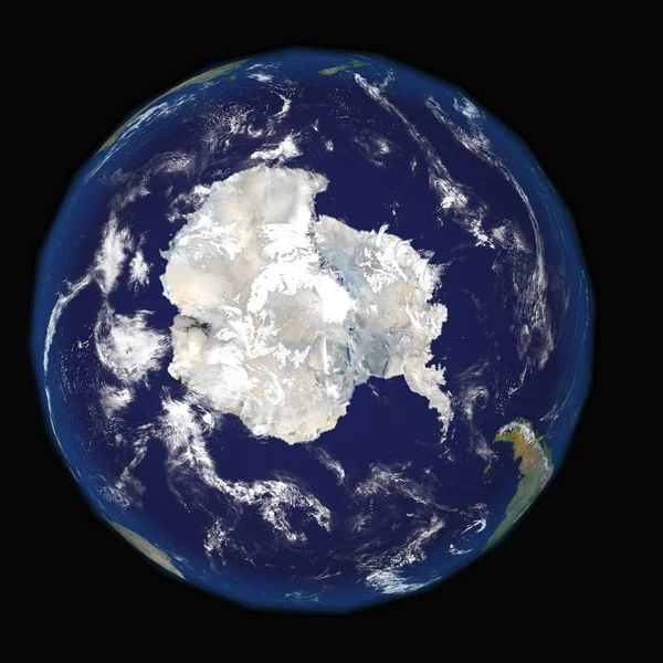 Antártica na Terra e universo de fundo 3D render . — Fotografia de Stock