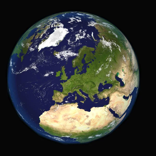 The Earth from space showing Europe and Africa. Other orientations available. — Stock Photo, Image