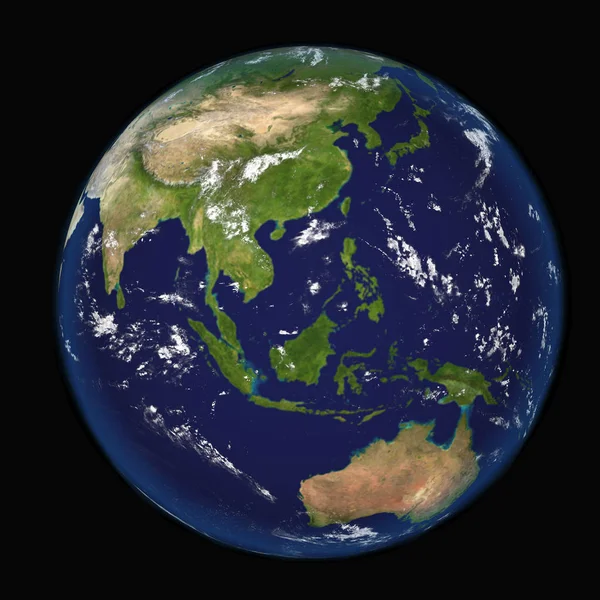 Asia visto desde el espacio 3d ilustración — Foto de Stock